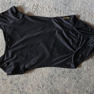 Justice Black Leotard with Gold Accent